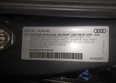 2015 Audi A3 2.0T Premium z USA, uszkodzony, nr VIN WAUBFGFFXF1065420